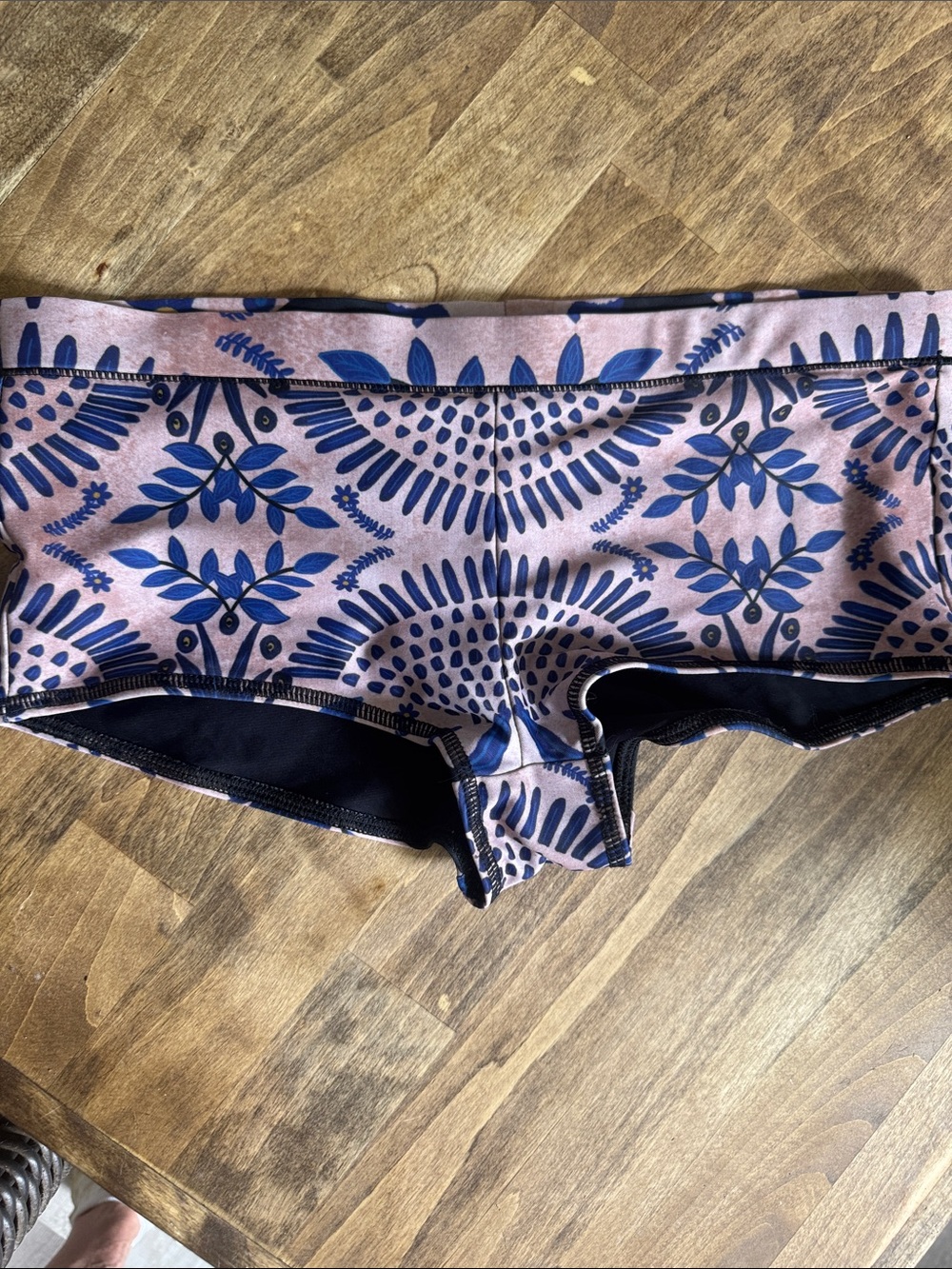 Women's Pink and Blue Patterned Swim Bikini Bottoms